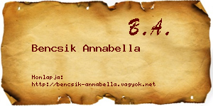 Bencsik Annabella névjegykártya